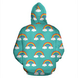 Rainbow Pattern Green Background Men Women Pullover Hoodie