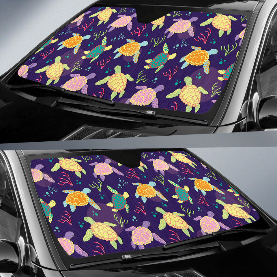 Colorful Sea Turtle Pattern Car Sun Shade