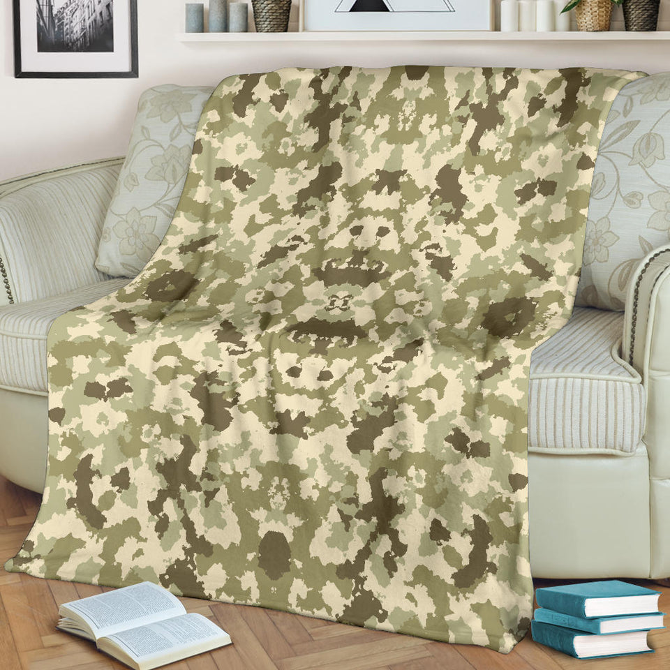 Light Green Camo Camouflage Pattern Premium Blanket
