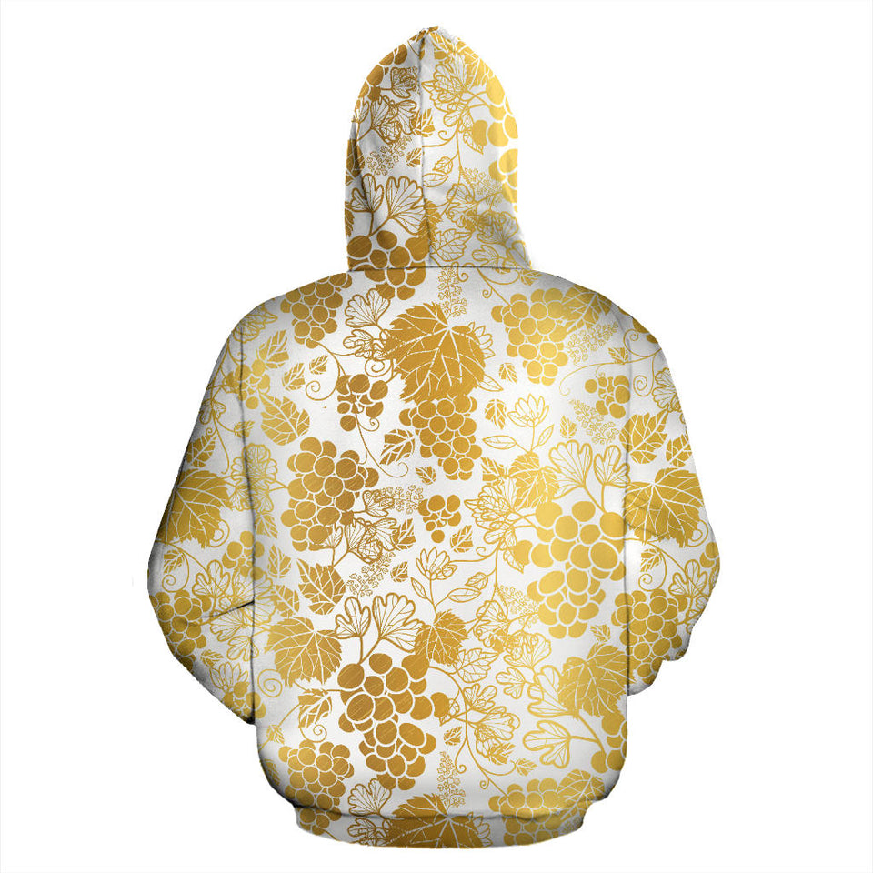 Gold Grape Pattern Men Women Pullover Hoodie
