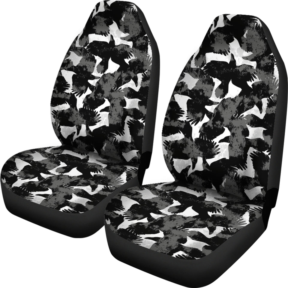 Crow Illustration Pattern Universal Fit Car Seat Covers