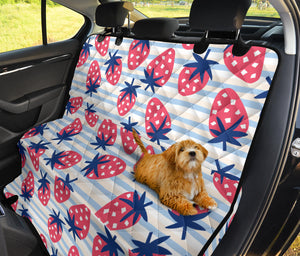 Strawberry Pattern Blue Lines Background Dog Car Seat Covers