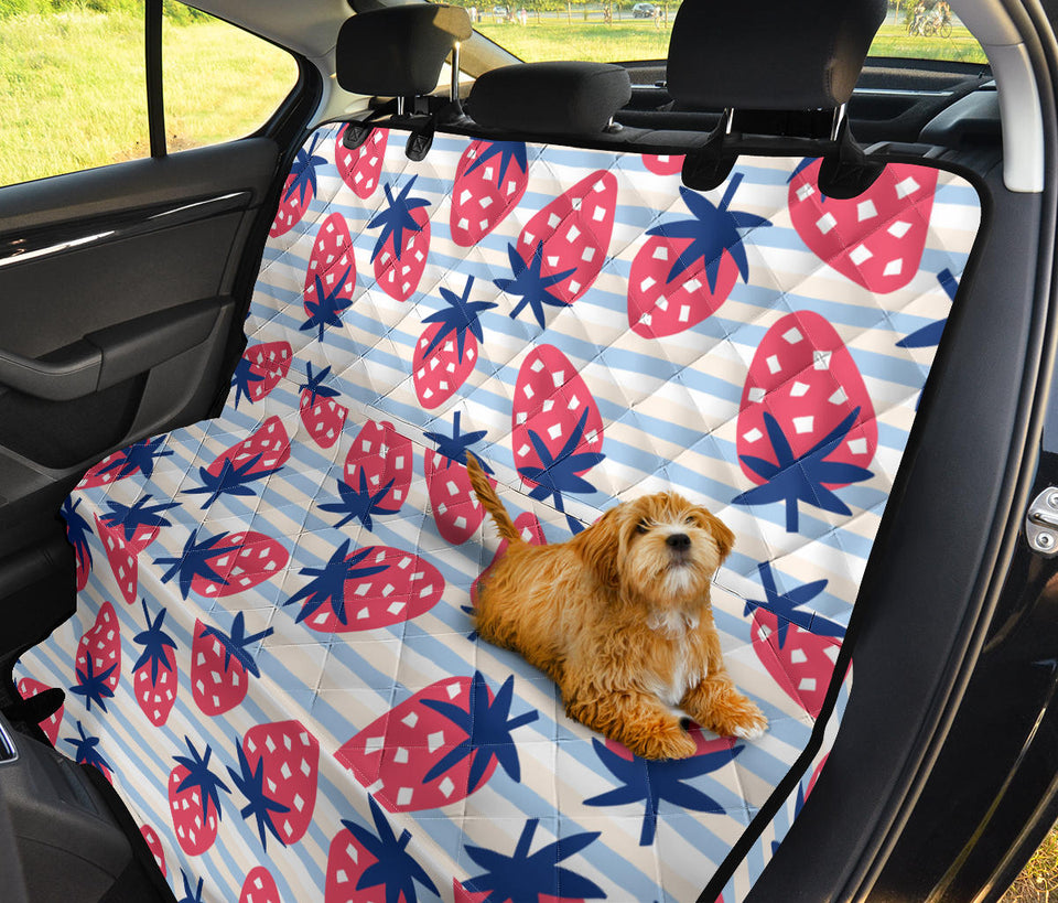 Strawberry Pattern Blue Lines Background Dog Car Seat Covers