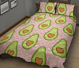 Avocado heart pink background Quilt Bed Set
