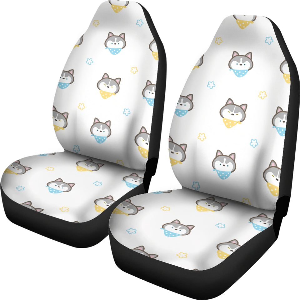 Cute Siberian Husky Pattern  Universal Fit Car Seat Covers