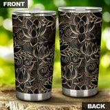 Luxurious Gold Lotus Waterlily Black Background Tumbler