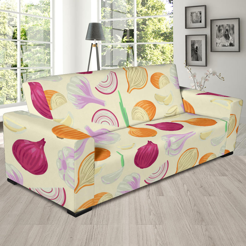 Onion Garlic White Red Pattern Sofa Slipcover