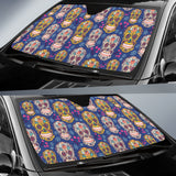 Sugar Skull Flower Pattern Car Sun Shade