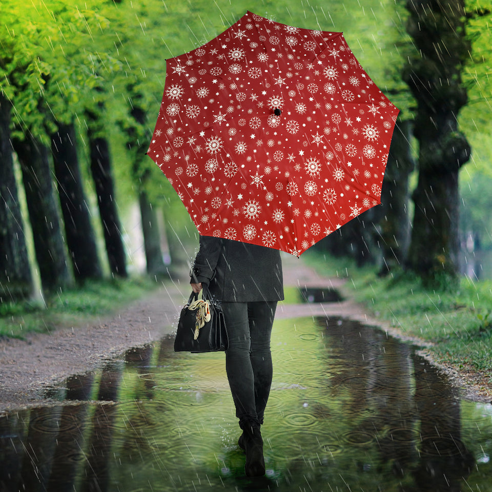 Snowflake Pattern Red Background Umbrella