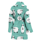 Cute Sheep Green Background Women'S Bathrobe