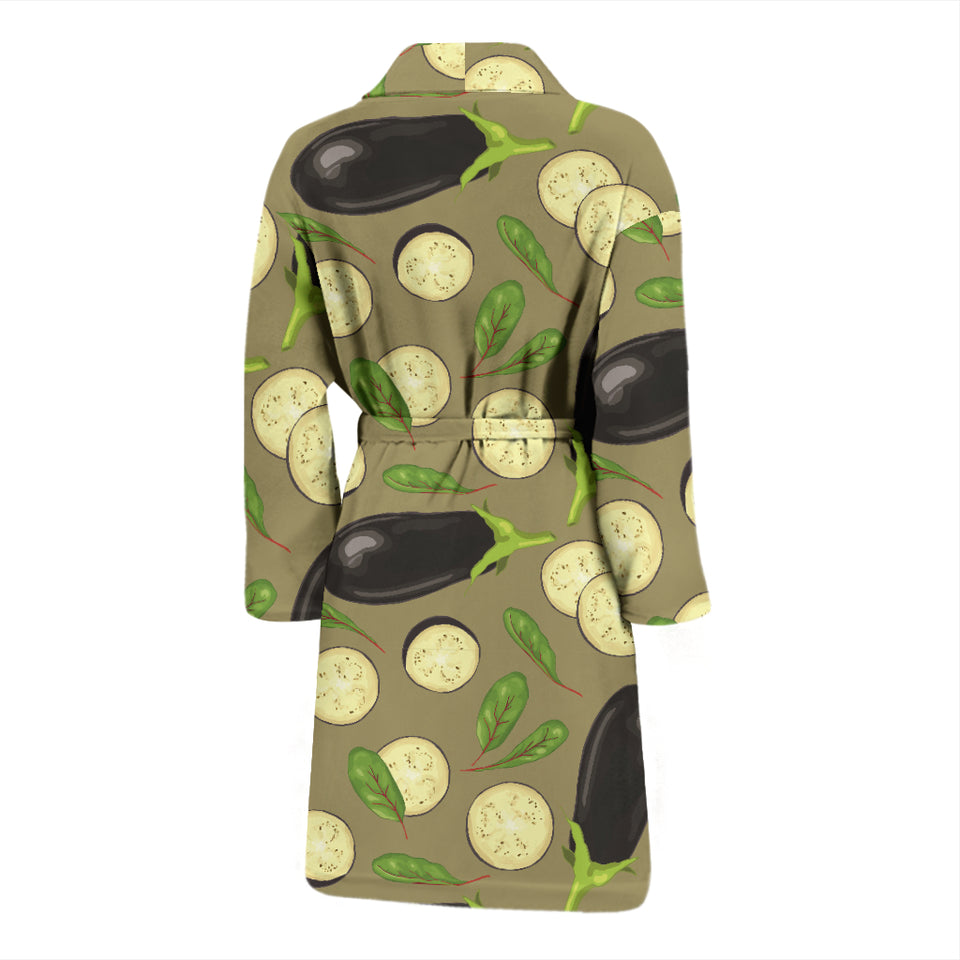 Eggplant Pattern Print Design 02 Men's Bathrobe