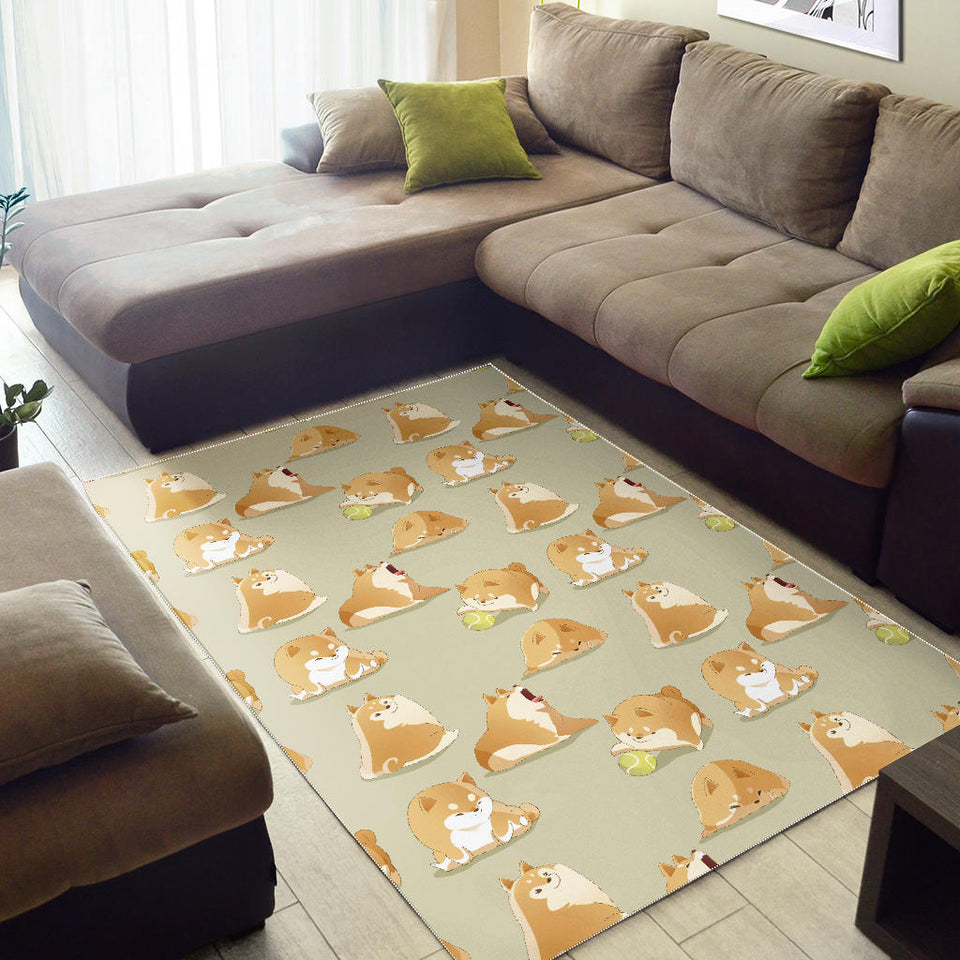 Cute Fat Shiba Inu Dog Pattern Area Rug