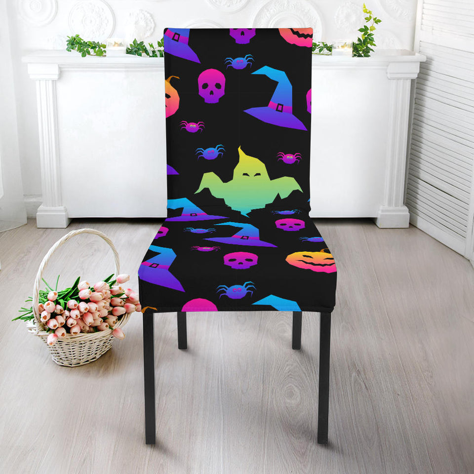Colorful Halloween Background Dining Chair Slipcover