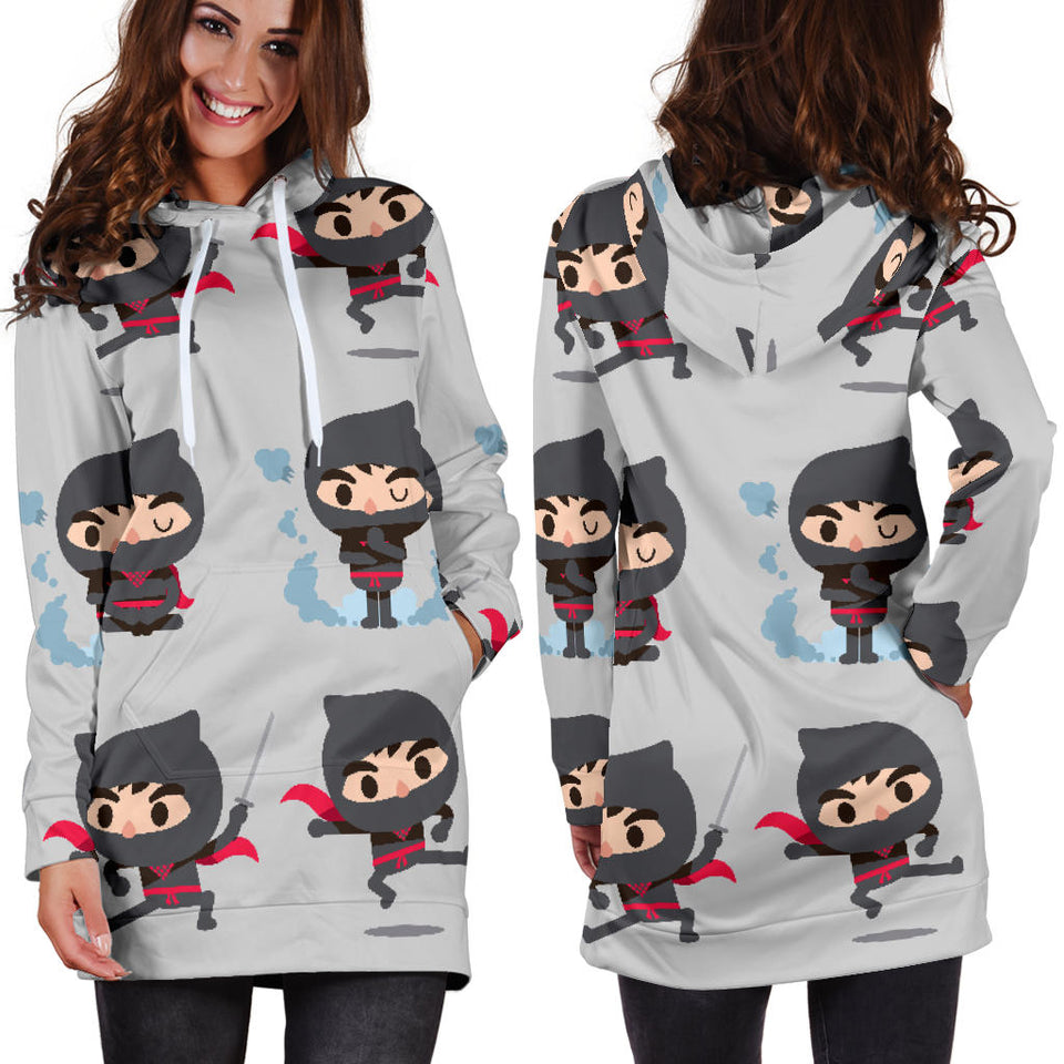 Cute Ninja Pattern Women'S Hoodie Dress