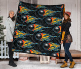 Bowling Balls Flame Pattern Premium Quilt