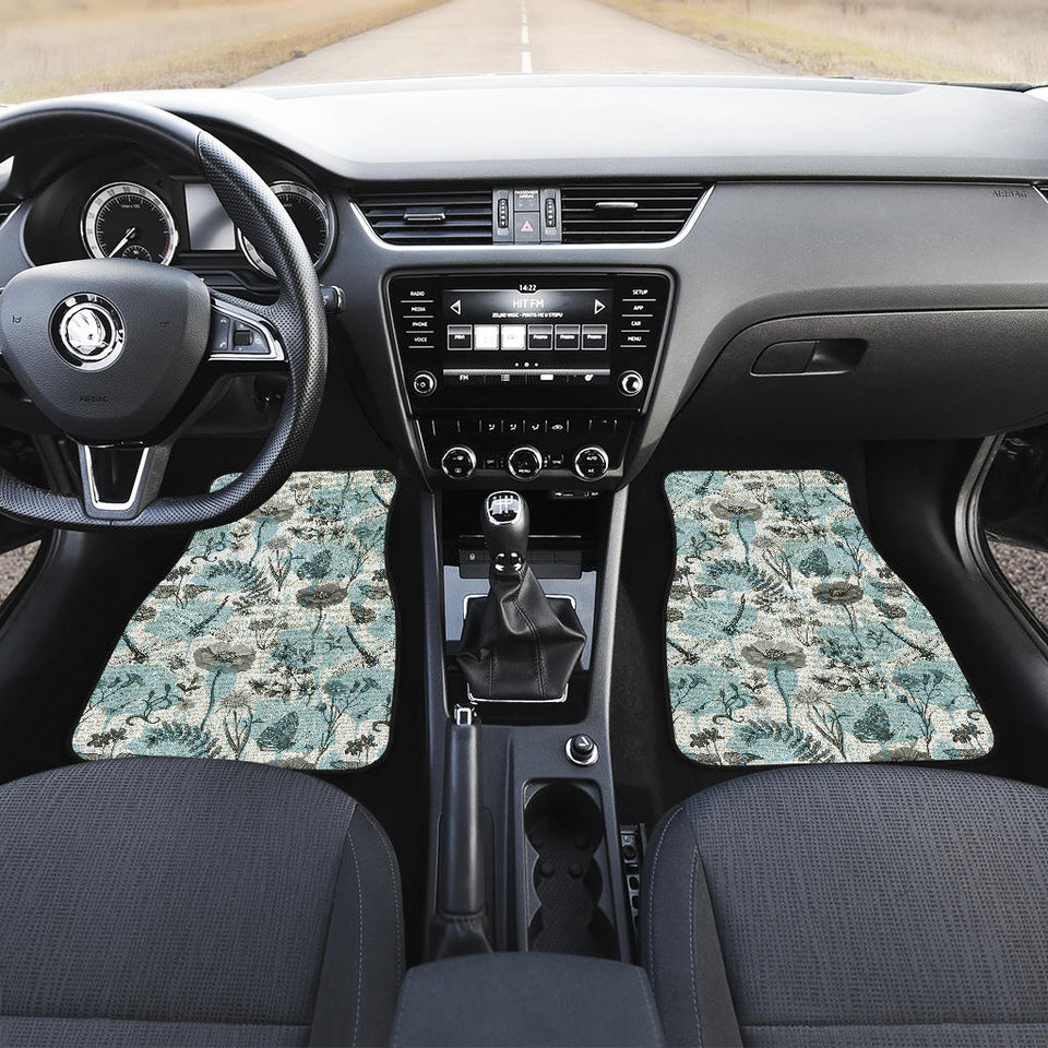 Dragonfly Butterfly Plants Insect Flower Vintage Style Pattern Front Car Mats