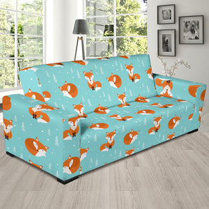 Fox Pattern Blue B Ackground Sofa Slipcover