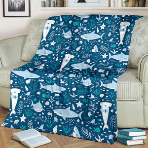Cute Shark Pattern Premium Blanket