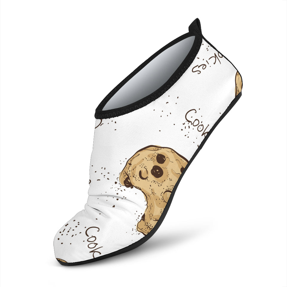 Sketch Style Cookie Pattern Aqua Shoes