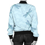 Dragonfly Pattern Blue Background Women'S Bomber Jacket