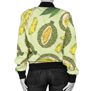 Durian Leaves Pattern Background Women'S Bomber Jacket