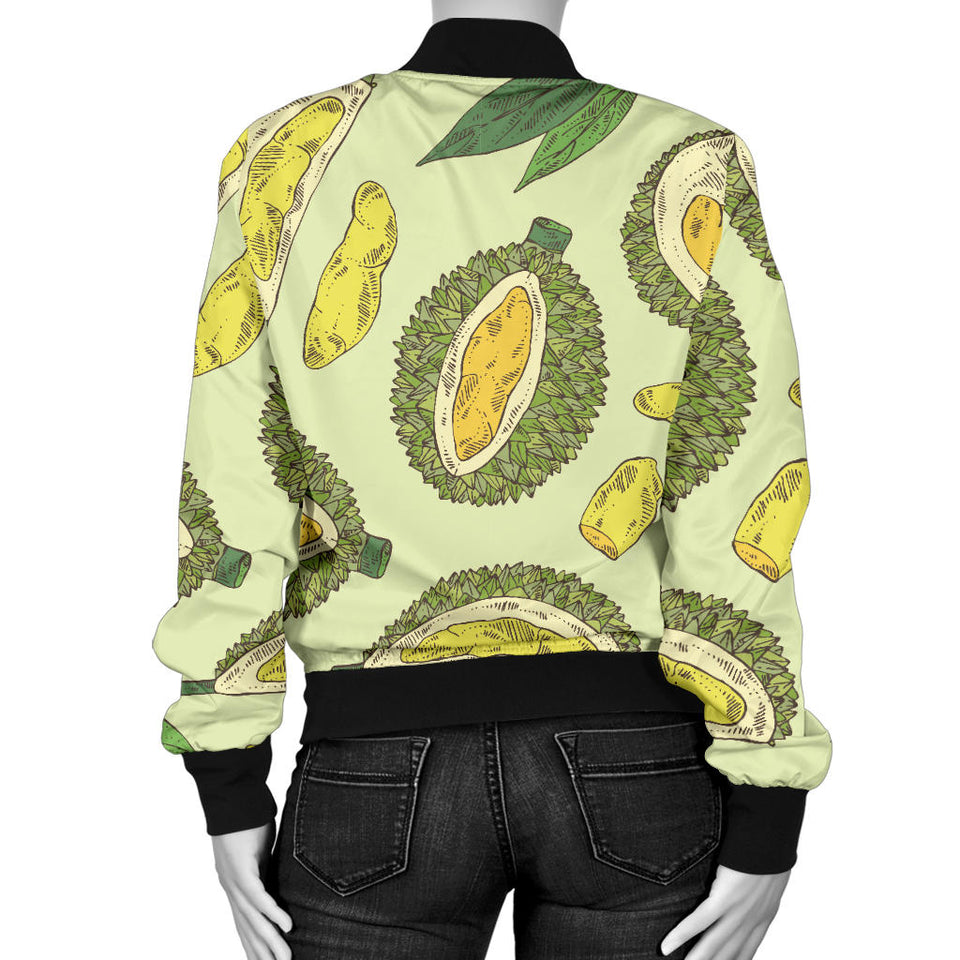 Durian Leaves Pattern Background Women'S Bomber Jacket