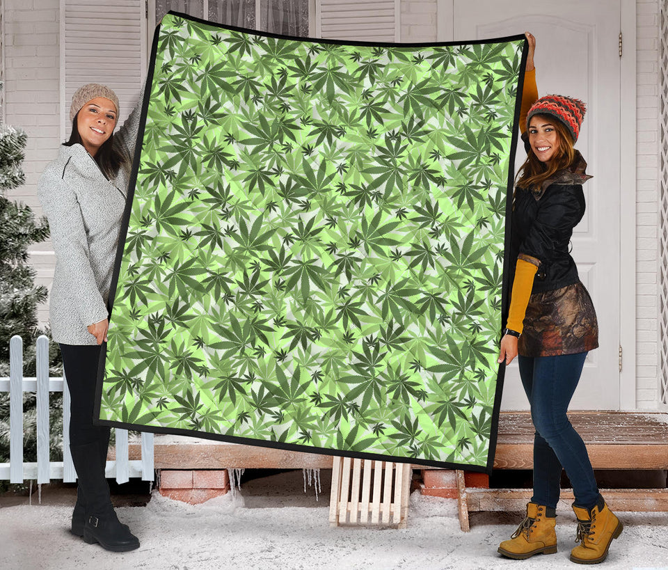 Canabis Marijuana Weed Pattern Print Design 01 Premium Quilt