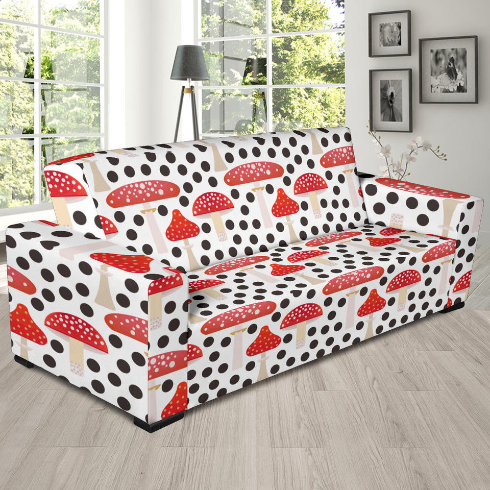 Red Mushroom Dot Pattern Sofa Slipcover