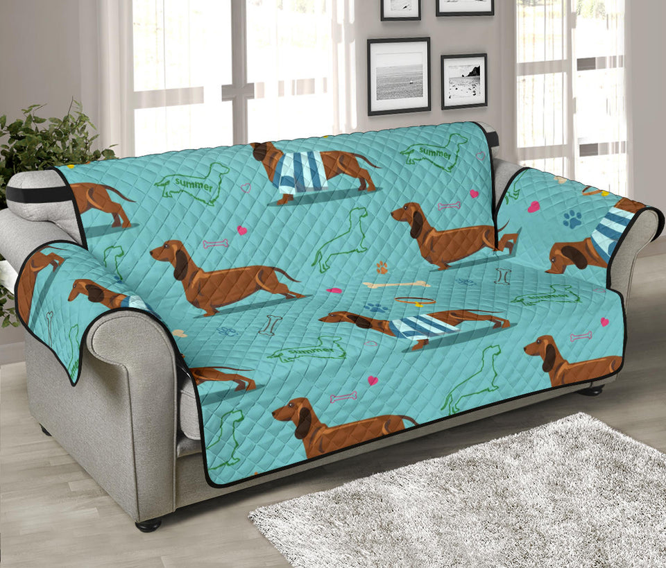 Dachshund decorative background Sofa Cover Protector