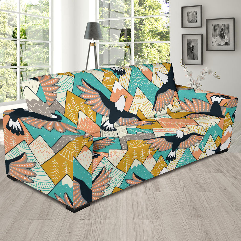 Eagle Pattern Print Design 02 Sofa Slipcover