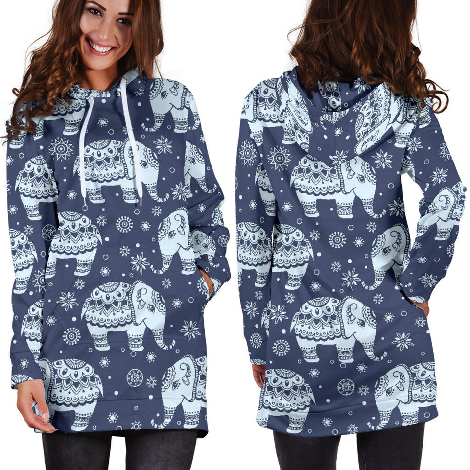 Elephant Tribal Design Pattern Women'S Hoodie Dress