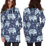 Elephant Tribal Design Pattern Women'S Hoodie Dress