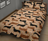 Dachshund floral background Quilt Bed Set