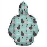 Poodle Dog Green Background Zip Up Hoodie
