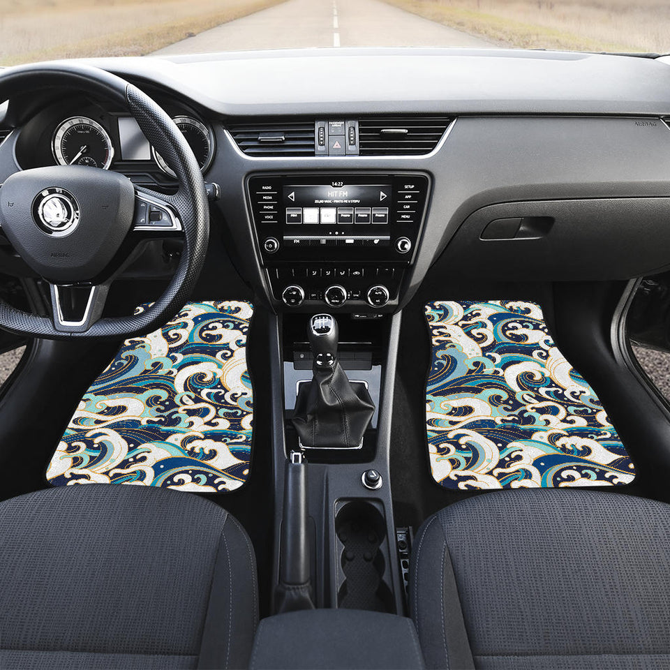 Japanese Wave Pattern Front And Back Car Mats