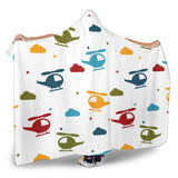 Colorful Helicopter Pattern Hooded Blanket