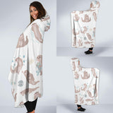 Cute Sea Otters Pattern Hooded Blanket