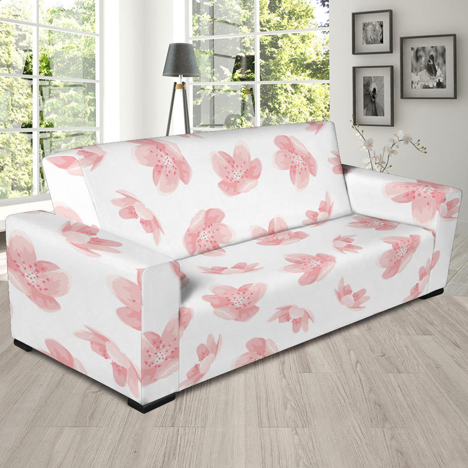 Pink Sakura Cherry Blossom Pattern Sofa Slipcover