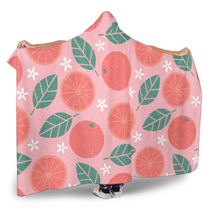 Grapefruit Leaves Flower Pink Background Hooded Blanket