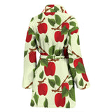 Red Apples Leaves Pattern Women'S Bathrobe
