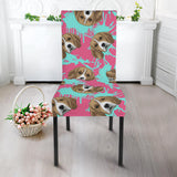 Beagle Muzzles Turquoise Paint Splashes Pink Pattern Dining Chair Slipcover