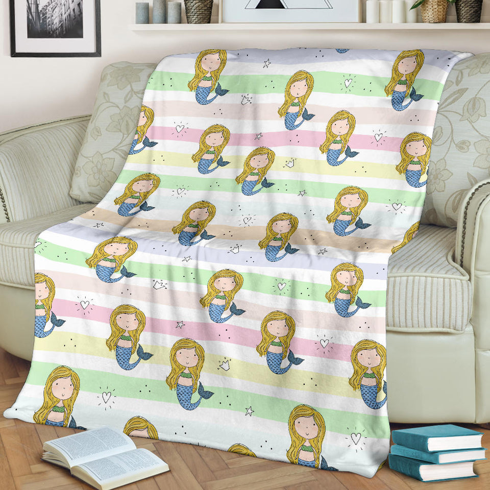 Cute Hand Drawn Mermaid Premium Blanket