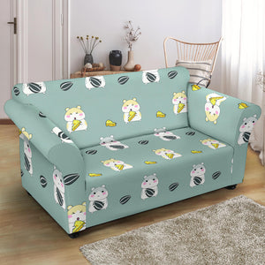 Cute Hamster Cheese Pattern Loveseat Couch Slipcover