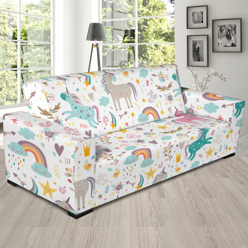 Colorful Unicorn Pattern Sofa Slipcover