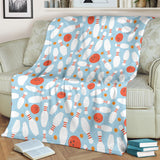 Bowling Ball Bowling Pins Blue Blackground Premium Blanket