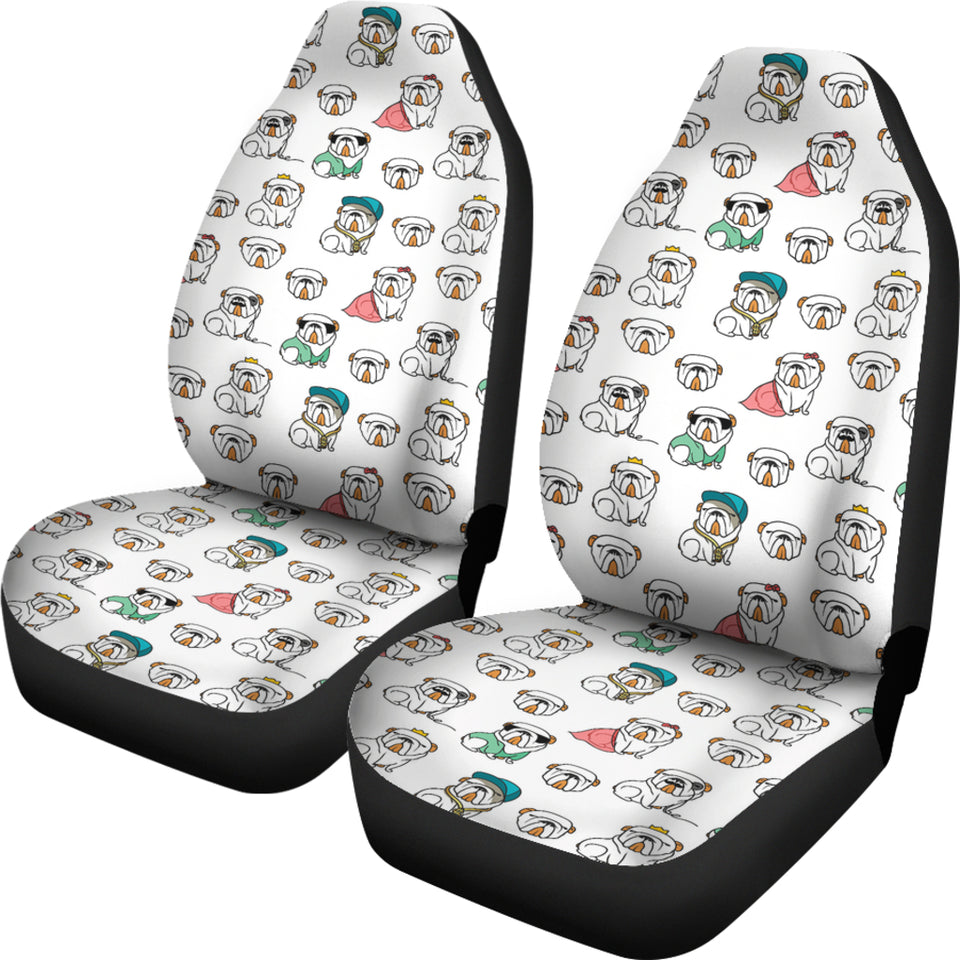English Bulldog Pattern Print Design 03 Universal Fit Car Seat Covers