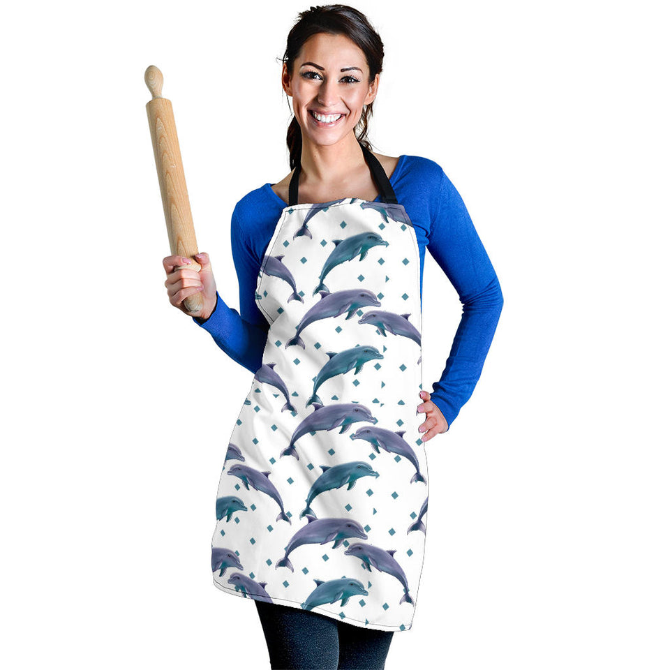 Dolphins Pattern Dotted Background Adjustable Apron