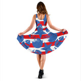 American Football Ball Star Stripes Pattern Sleeveless Midi Dress