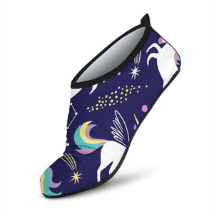 Hand Drawn Cute Unicorn Star Planet Aqua Shoes