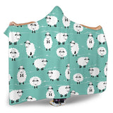 Cute Sheep Green Background Hooded Blanket